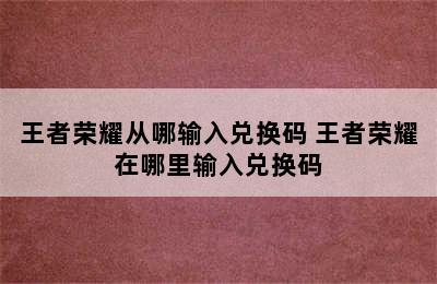 王者荣耀从哪输入兑换码 王者荣耀在哪里输入兑换码